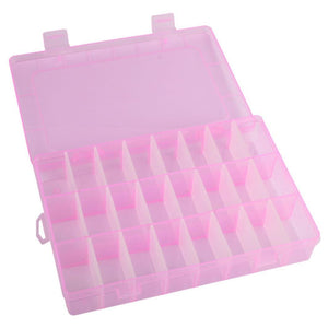 Storage Case ,IEason Adjustable 24 Compartment Plastic Storage Box Jewelry Earring Case