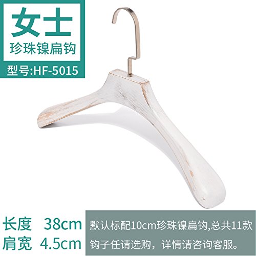 SHRCDC Natural Wood/Hanger 10Pack/White/Pearl Nickel/Non-Slip(32-44Cm)/Widening/Boys/Girls/Shirt/Skirt/Pants For Hangers,10,K Female Flat Head