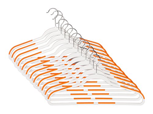 Ultra Slim Plastic Clothes Hangers with Rubberized Non-Slip Grip Accents – 12 Pack