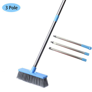 Floor Scrub Brush with Long Handle - 48" Stiff Bristle Shower Deck Brush, Long Handled Grout Scrubbing Brushes for Cleaning Tile, Bathroom, Tub, Bathtub and Patio (silver)
