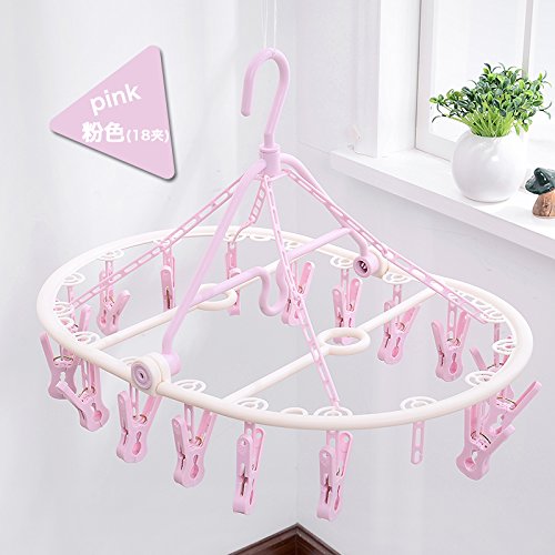 U-emember Iraq Socks Clothes Rack Multi-Clip-Disk Home and Coat Hanger Holding Bra Baby Plastic Circular Coat Hanger, 1 of The 18 Clips - Light Pink