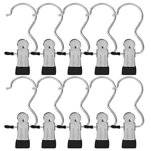 BEWISHOME 24 PCS Laundry Hook Boot Hanging Hold Clips Portable Hanging Hooks Home Travel Hangers Clothing Clothes Pins, Chrome FYC03S