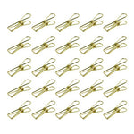 Zoohot Pack of 25 Gold Small Metal Clips - Multi-Purpose Clothesline Utility Clips