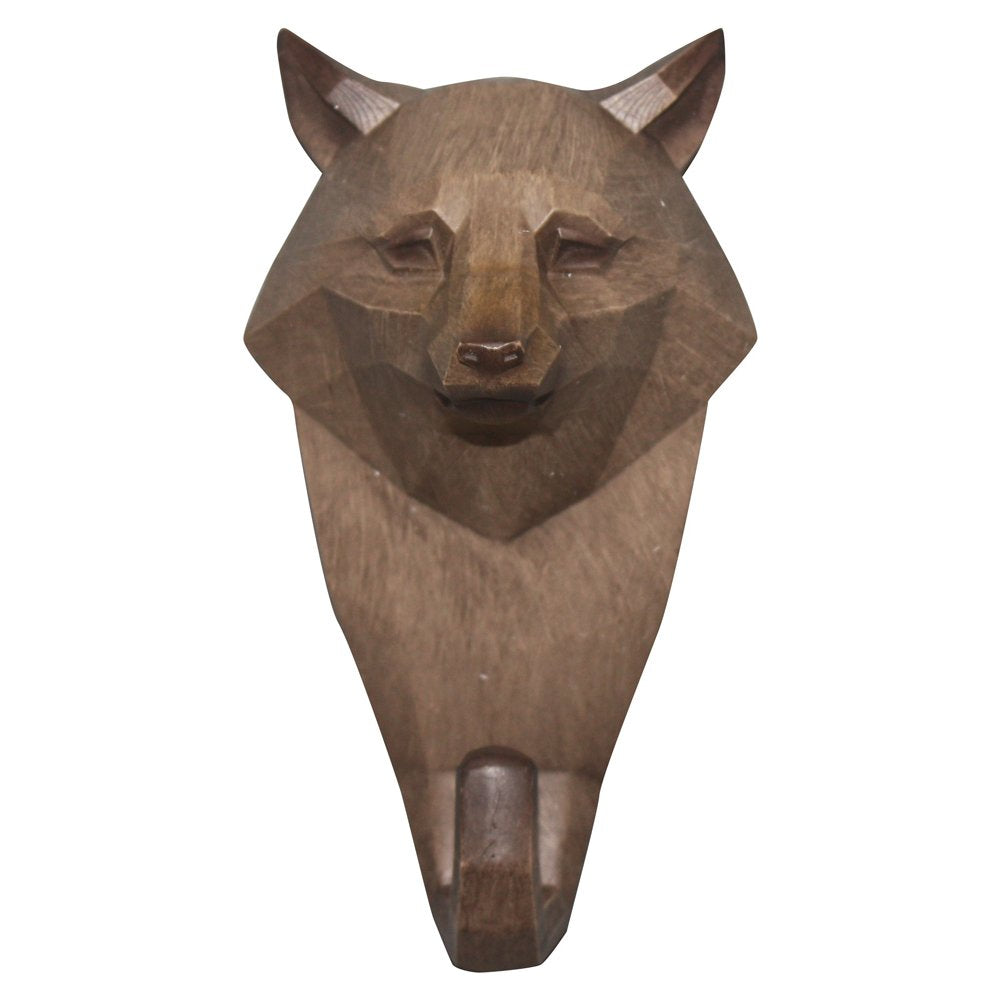 Comfy Hour 6" Wolf Head Single Coat Hook Clothes Rack Decorative Wall Hanger