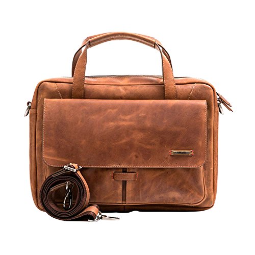 VELEZ Men Leather Organizer Handbags Laptop Briefcase Bag | Portafolios de Cuero Honey/Miel