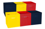 Sorbus Foldable Storage Cube Basket Bin - Great for Nursery, Playroom, Closet, Home Organization (Multi - Yellow Red Navy, 6 Pack)