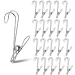 TSJ 20 Pack Laundry Hooks Clothes Pins Hanging Clips Metal Baby Delicate Item Hanger Rack Office Home Travel Portable