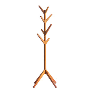 soges Coat Rack 69 inch High Free Standing Coat Hanger Coat for Hat Jacket Entryway Hall Tree, Teak Color CR001-HN