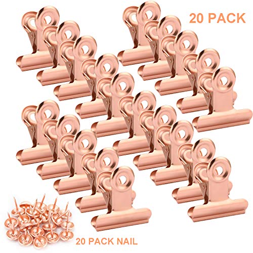 EWAYY Binder Clips Paper Clamps Bag Clips For Food Bag Sealing Clips Air Tight 20 Pack Heavy Duty Stainless Steel 1.5 Inches Wide Perfect For Picture & Coffee & Food Refined Home Office