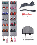 Onlyeasy Over The Door Hanging Shoe Storage Organizer Shoe Rack Set with Total 24 Large Pockets and 4 Sets Metal Hooks Grey, MX3G12GP2