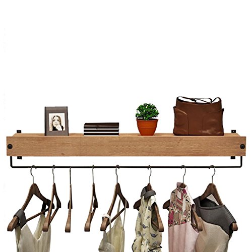 Coat Racks Wall Mount Wooden Retro Wall Display Stand for Home Clothing Store, Coat Rack,Men and Women Hangers (Size : 120cm)