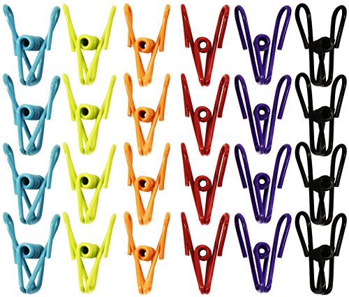 24 Pack Multi Purpose Vinyl Colorful 2-1/4" Bag Clips, All Purpose Wire Clips Assorted Primary Colors by Black Duck Brand(24)