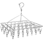 Sock Drying Racks Laundry Drip Hanger Rectangle with 30pcs Pegs Indoor Outdoor Clothesline Hanging Dryer Clothespins Drying Baby Clothes, Towels, Underwear, Lingerie (stainless steel sock dryer rack)