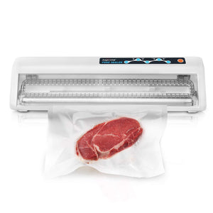 Toprime Vacuum Sealer Food Sealer Machine Automatic Sealing System for Saving Dry & Moist Food Fresher Suitable for Sous Vide Touch Keys Compact Design Transparent Lid Bags and Rolls White