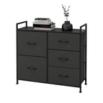 WLIVE Dresser with 5 Drawers, Fabric Storage Tower, Organizer Unit for Bedroom, Hallway, Entryway, Closets, Sturdy Steel Frame, Wood Top, Easy Pull Handle