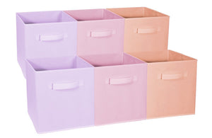 Sorbus Foldable Storage Cube Basket Bin - Great for Nursery, Playroom, Closet, Home Organization (Multi - Pink Orange Purple, 6 Pack)