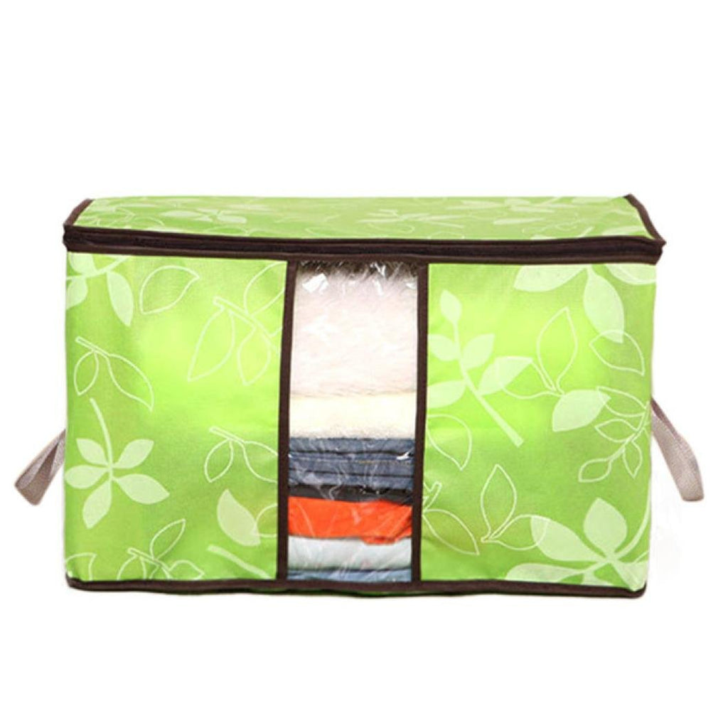 Clearance Storage Bins,WM&MW Foldable Bag Flower Clothes Blanket Closet Zipper Organizer Box (Green)