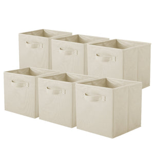 ShellKingdom Storage Bins, Foldable Fabric Storage Cubes and Cloth Storage Organizer Drawer for Closet and Toys Storage,6 Pack（Beige）