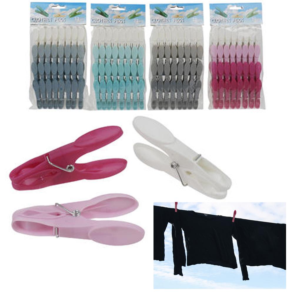 32 Pc Plastic Clothes Pegs Pins Hang Laundry Rubber Tip Clothespins Soft Grip