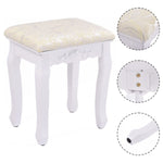 White Vanity Wave Design Makeup Dressing Stool Pad Cushioned Chair Piano Seat