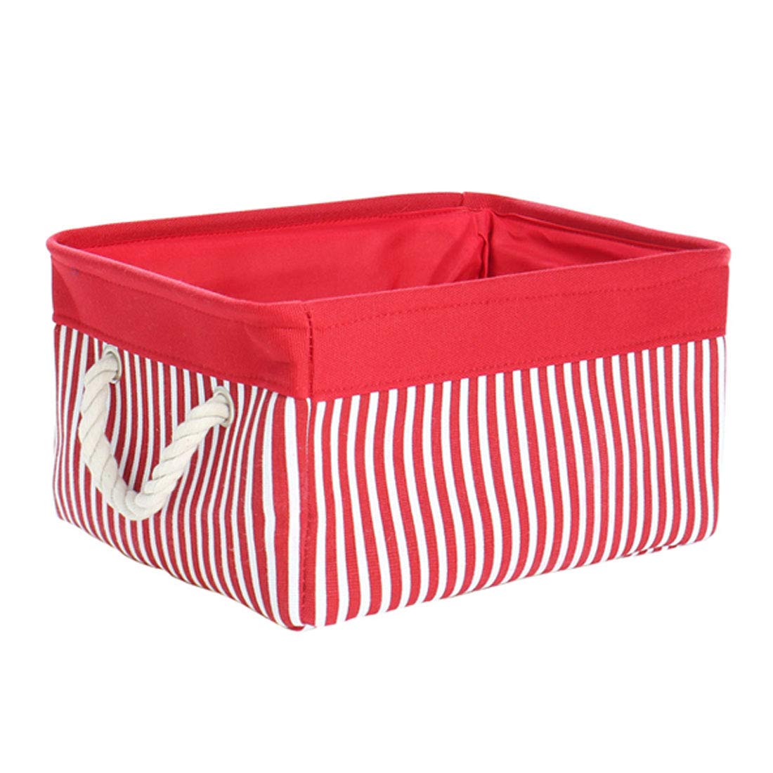 uxcell Storage Basket Bin, Collapsible Laundry Basket with Rope Handles,Decorative Fabric Basket for Shelves Office Closet Organizer, Red (Small - 13.8"x9.8"x6.7")