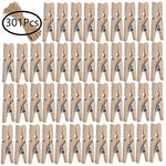 Outee 301 Pcs Mini Clothespins Wooden Clips Clothespins Wood Photo Paper Peg Pin Craft Clips with 10M Jute Twine Multi-Function