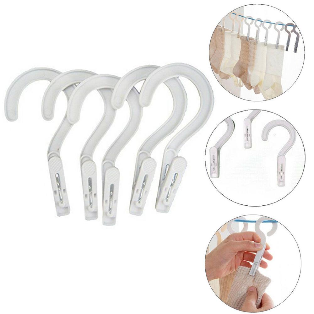 20PC Handy Laundry Hanger Hooks Clothes Pins Dry Drip Clips Home Travel Portable