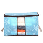 Clearance Storage Bins,WM&MW Foldable Bag Flower Clothes Blanket Closet Zipper Organizer Box (Blue)