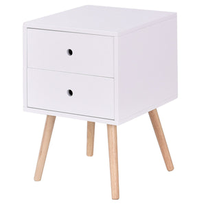 Giantex Side End Table W/2 Drawers Mid-Century Accent for Bedroom Living Storage Home Furniture Nightstand (1)