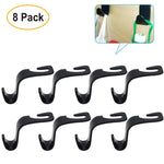 Pack of 8 Car Hooks | Headrest Hanger Organizer | Holds up to 40lbs | for Grocery Bags Water Bottles Coat or Bags | Prevent Rolling Spilling | Keeps Clothes Wrinkle-Free (Black)