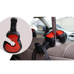 Auwer 2Pcs Cute Violin Shape Universal Car Vehicle Seat Back Headrest Hanger Holder Hook Portable for Bag Purse Cloth Grocery Coat Organizer (Red)