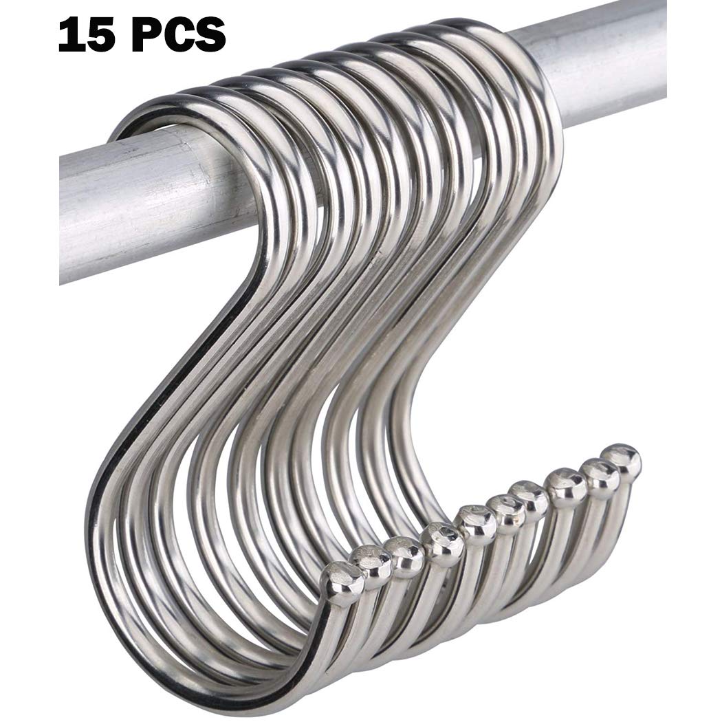 DB.WOR 15 Pack SKitchen Towel Hooks for Hanging Kitchen Ware, Plants, Towels - Chrome Finish(S)