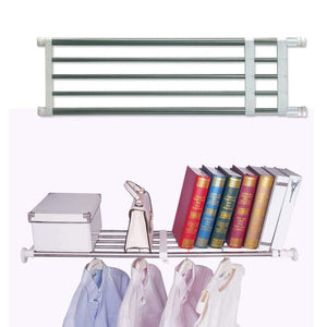 Baoyouni Closet Tension Shelf Rod Heavy Duty Wardrobe Organizer Adjustable Storage Shelves Rack DIY Closet Dividers Separators for Kitchen Bathroom Bedroom Garage, 19.69-31.5 Inches