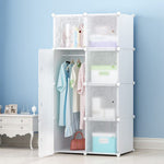 MEGAFUTURE DIY Portable Wardrobe Clothes Closet Modular Storage Organizer Space Saving Armoire Deeper Cube With Hanging Rod 8 cubes