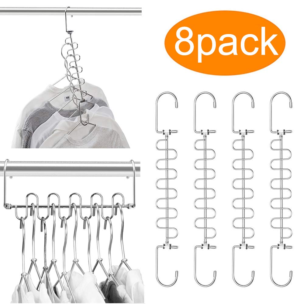 MeetU Closet Organizer 9.5 Inch Cloth Hanger Magic Space Saving Hangers for Closet Wardrobe Closet Organization Closet System (Pack of 8)