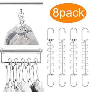 MeetU Closet Organizer 9.5 Inch Cloth Hanger Magic Space Saving Hangers for Closet Wardrobe Closet Organization Closet System (Pack of 8)
