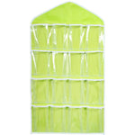 Hot Sale ! ღ Ninasill ღ Storage Closet 16 Pockets Clear Hanging Bag Socks Bra Underwear Rack Hanger Storage Organizer (Green)