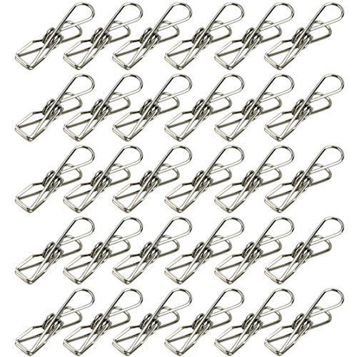 Good Grips Multi-purpose Metal Stainless Steel Wire Clips Clothes Pins Pegs Holders for Drying Clothesline,30 PCS