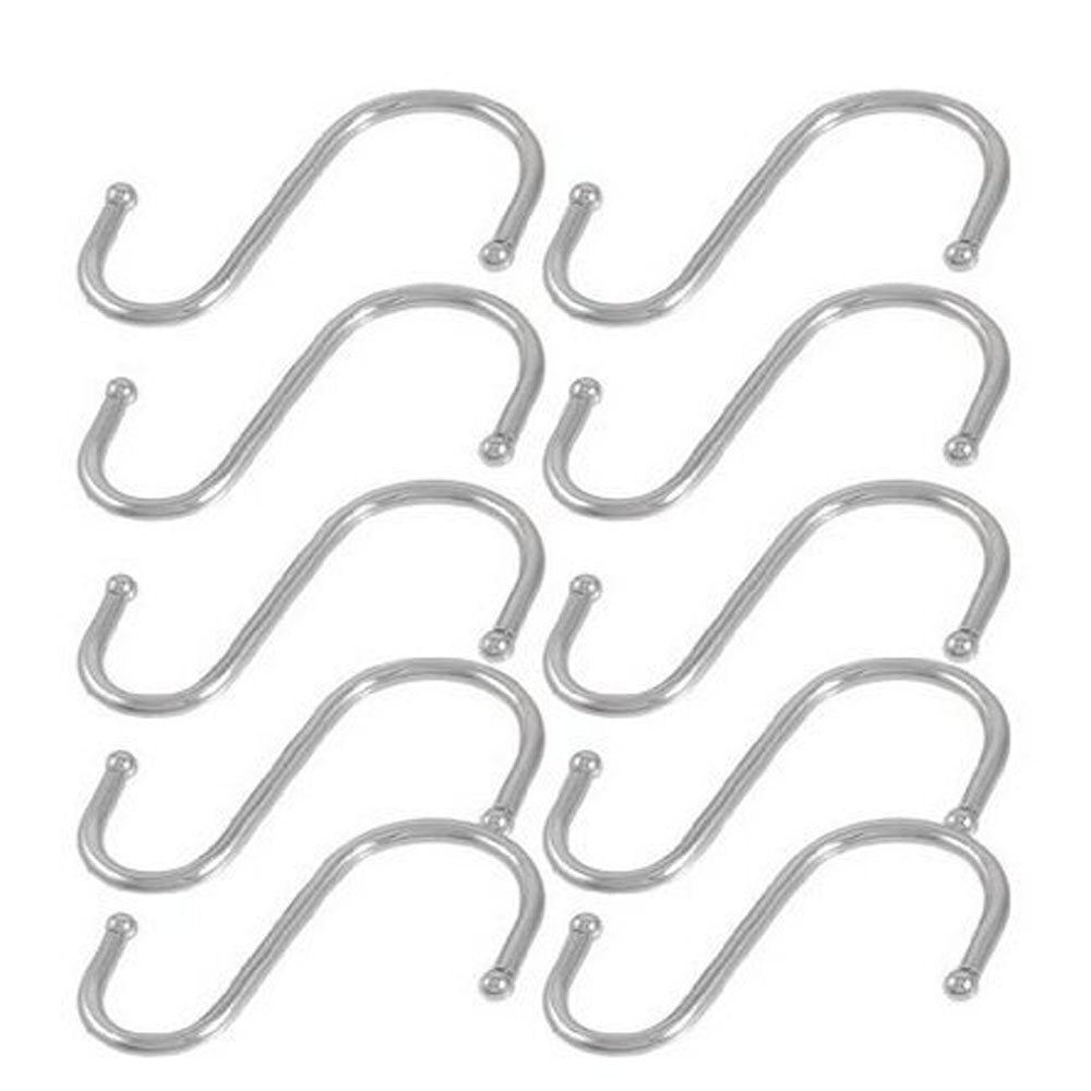 Blovess 10pcs Powerful Silver S Shape Type Stainless Steel Hanger Hooks Clasp Kitchen Spoon Pan Pot Hanging Hooks