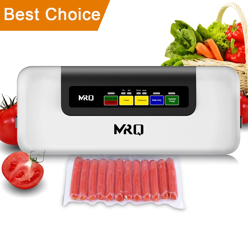 [2018 New 6-in-1] MRQ Vacuum Sealer -Automatic Vacuum Air Sealing System Machine, Handheld Food Sealer, Food Saver for Food Preservation [Dry & Moist Mode] [Normal & Gental Pressure] with 20pcs Bags