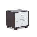 Major-Q Contemporary Styled 3 Drawer Nightstand White Finish with Espresso (MQ-97342)