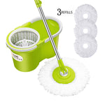 HomeHelper Microfiber Spin Mop,Bucket Floor Cleaning System-With 3 Microfiber Mop Heads-1-Year Guarantee