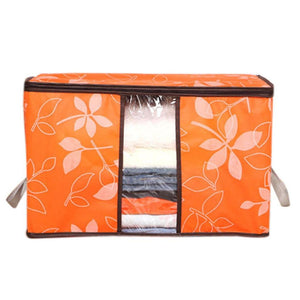 Clearance Storage Bins,WM&MW Foldable Bag Flower Clothes Blanket Closet Zipper Organizer Box (Orange)