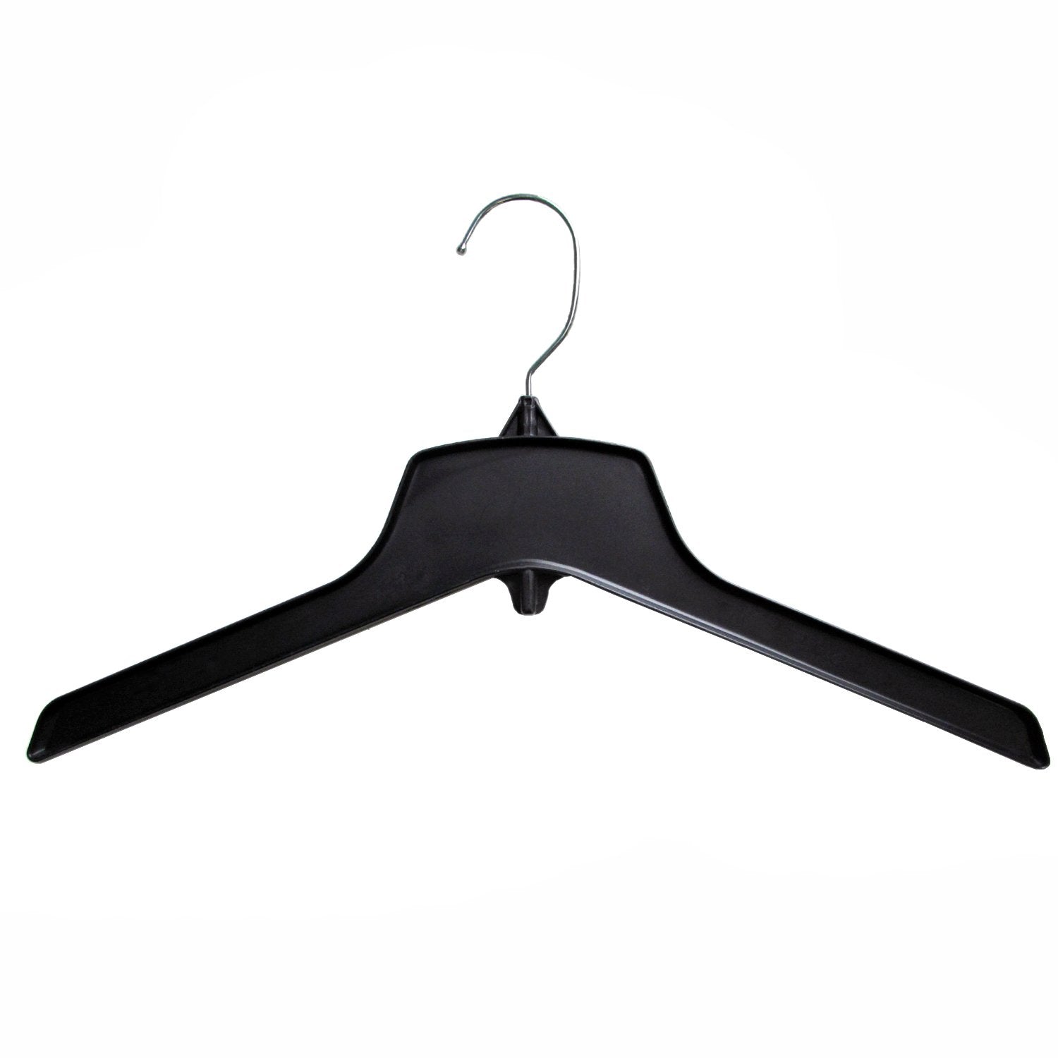 Hanger Central Recycled Heavy Duty Plastic Coat Hangers with Short Polished Metal Swivel Hooks Outerwear Hangers, 15 Inch, Black, 25 Pack