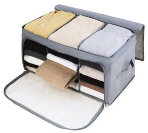 SUNKY - Foldable Storage Bag, Breathable Bamboo Fabric Dustproof Blanket Closet Sweater T-Shirt Organizer Box Charcoal - Grey