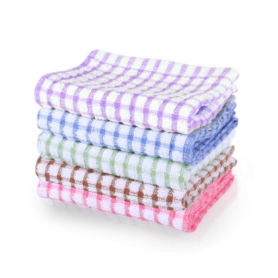 uxcell Cotton Terry Kitchen Towels Dish Cloth, Cleaning Drying Hotel Wash Cloth, 15 x 10.5 inches, pack of 6, Assorted Color