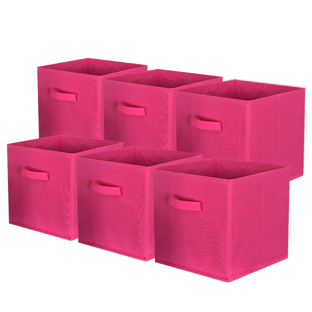 ShellKingdom Storage Bins, Foldable Fabric Storage Cubes and Cloth Storage Organizer Drawer for Closet and Toys Storage,6 Pack（Fuchsia）