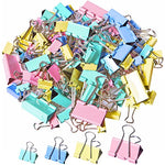 120Pcs Binder Clips Paper Clamps Assorted 4 Sizes with 75Pcs Paper Clips and 25Pcs Rubber Bands, Paper Binder Clips Metal Fold Back Clips with Box for Office, School and Home Supplies, Multicolor