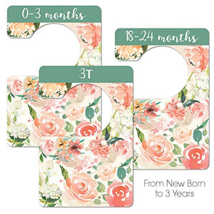 8 Double Sided Floral Baby Closet Organizer for Girl, Newborn Nursery Wardrobe Divider Hangers to Arrange Clothes with Separator by Size or Age, Baby Shower & Registry Gifts