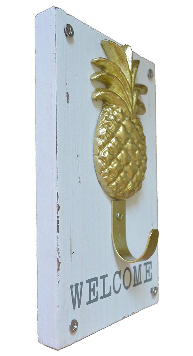 GIFTME 5 Pineapple Wall Decor Wooden Hook Leash Hanger Coat Hook Key Hook Hat Hook